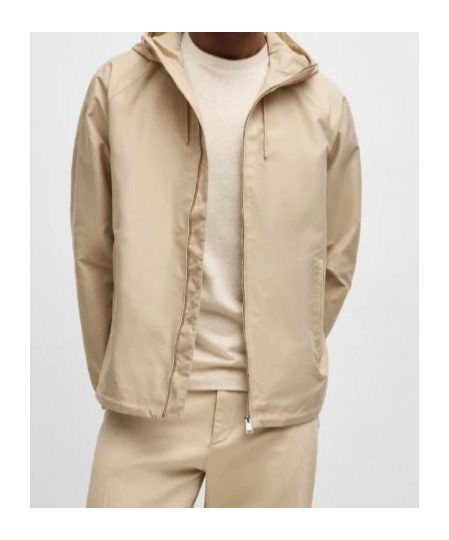 Hugo Boss Hooded Casual Jacket In Nude