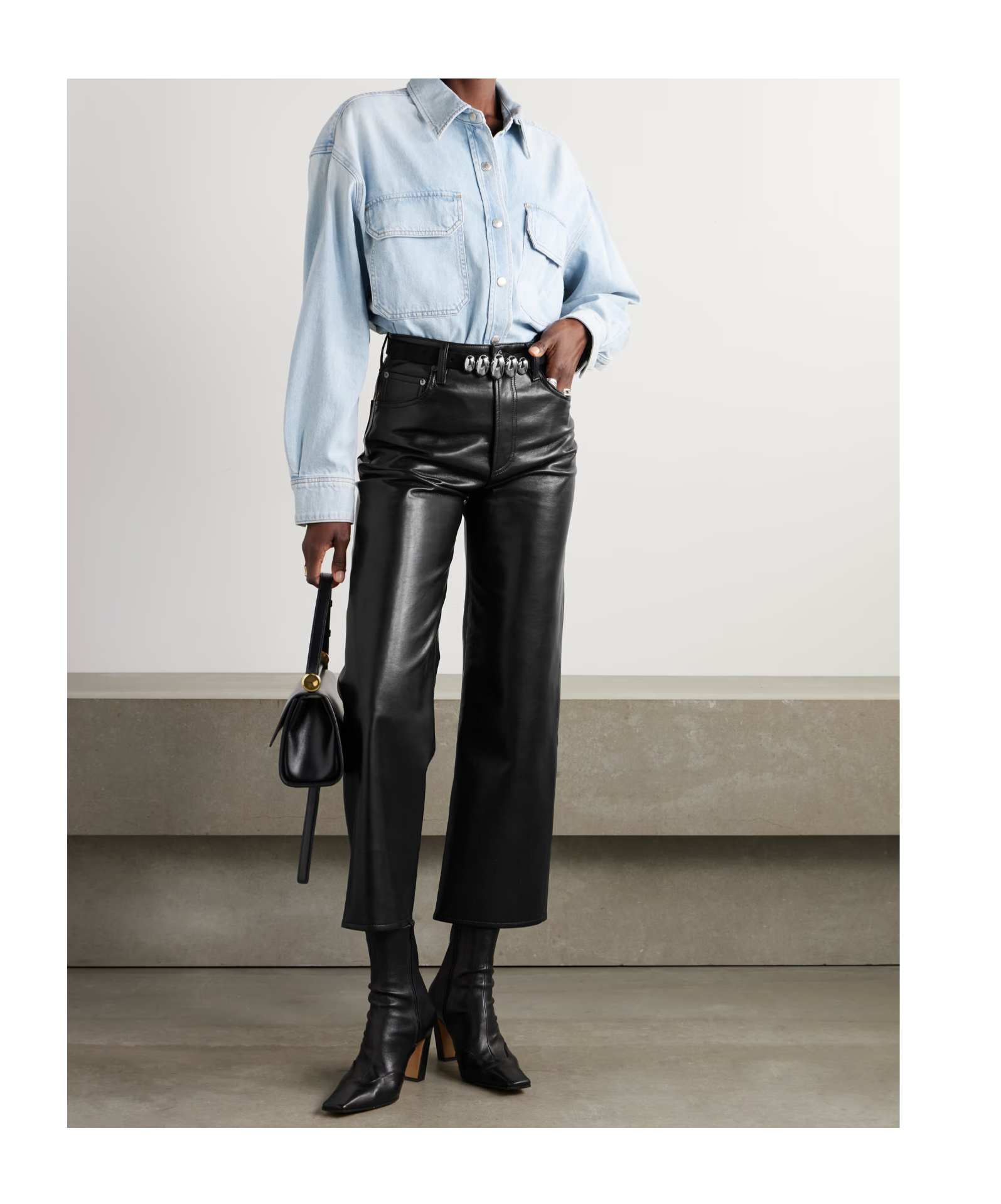 Agolde High Waist Wide Leg Casual Pants In Black