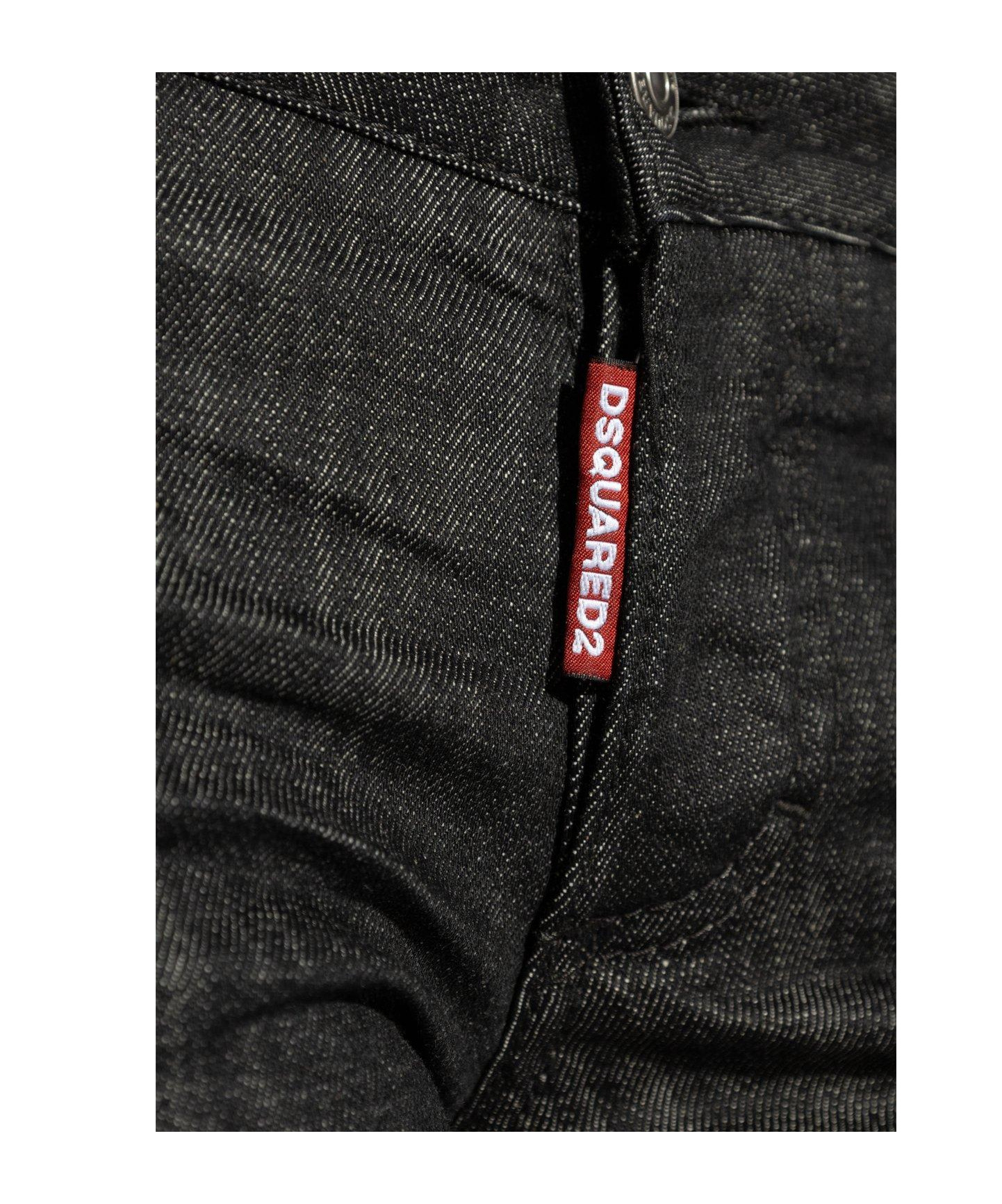 Dsquared2 Super-skinny Black Denim Jeans With Cropped Leg In Black