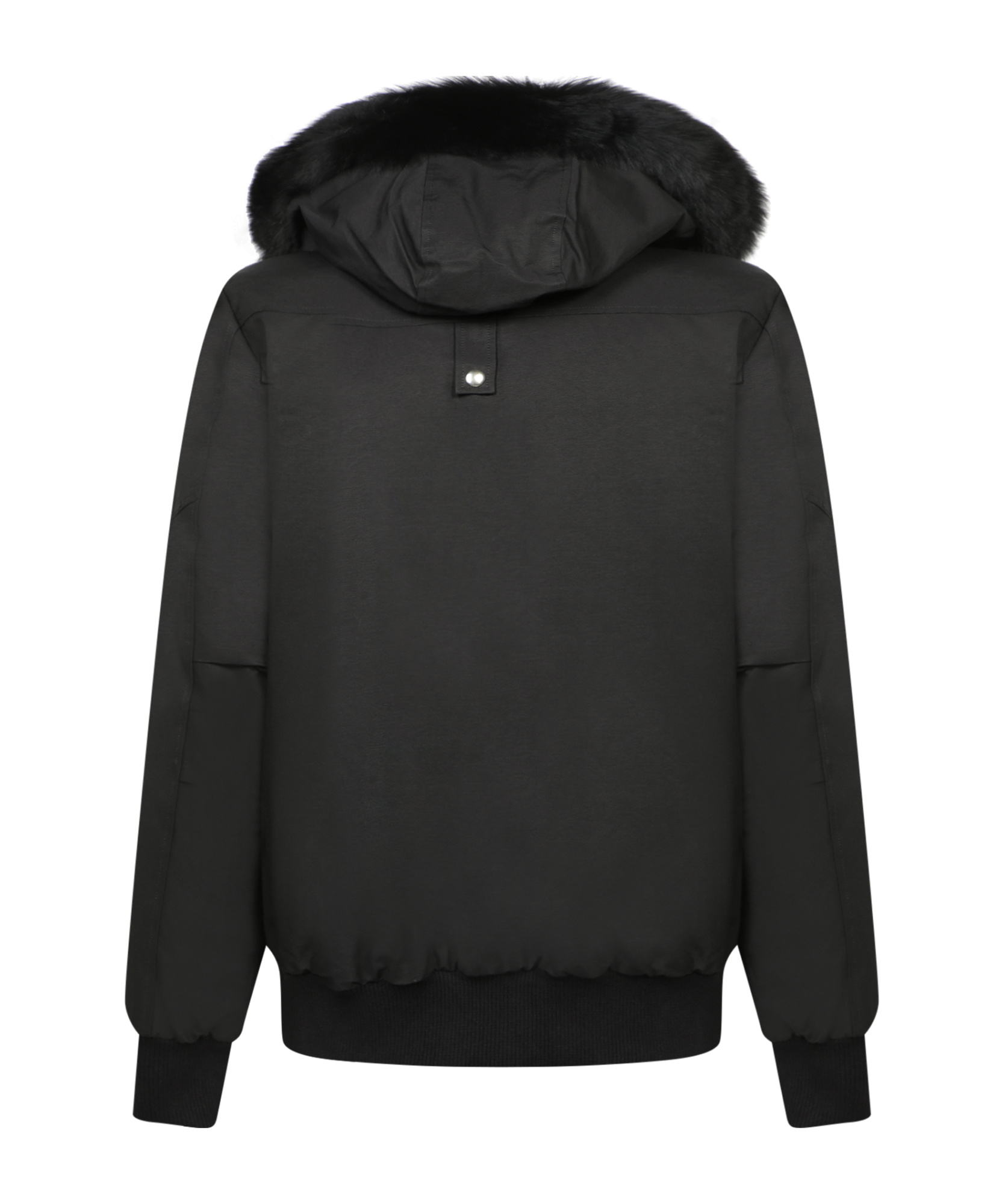 Moose Knuckles Shearling Trim Down Bomber Jacket In Black