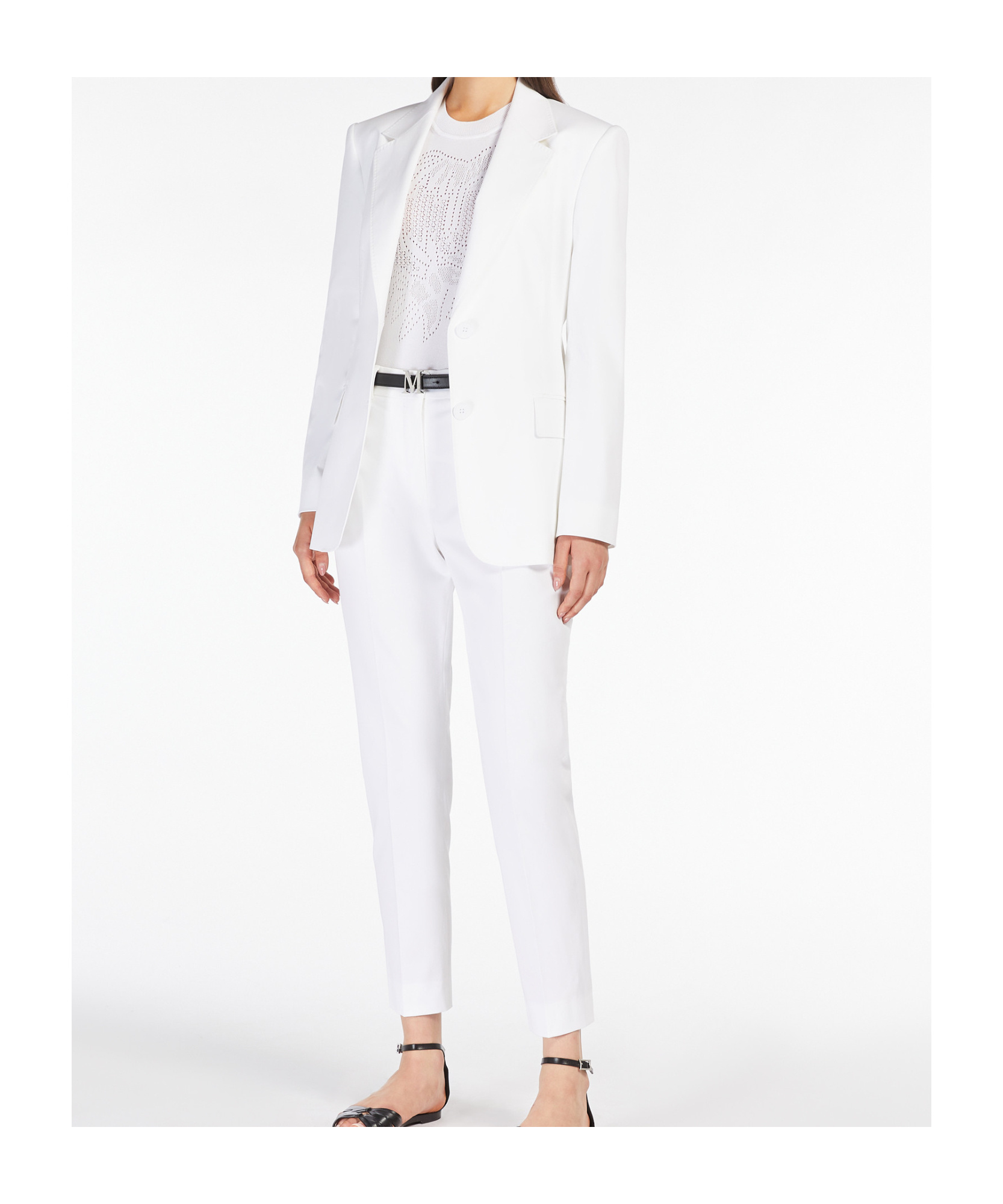 Max Mara Studio Yuppy Single-breasted Long-sleeved Blazer In White