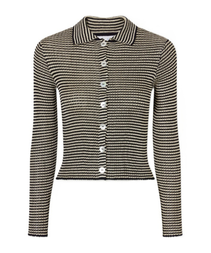 Calle Del Mar Striped Knitted Cardigan In Gray