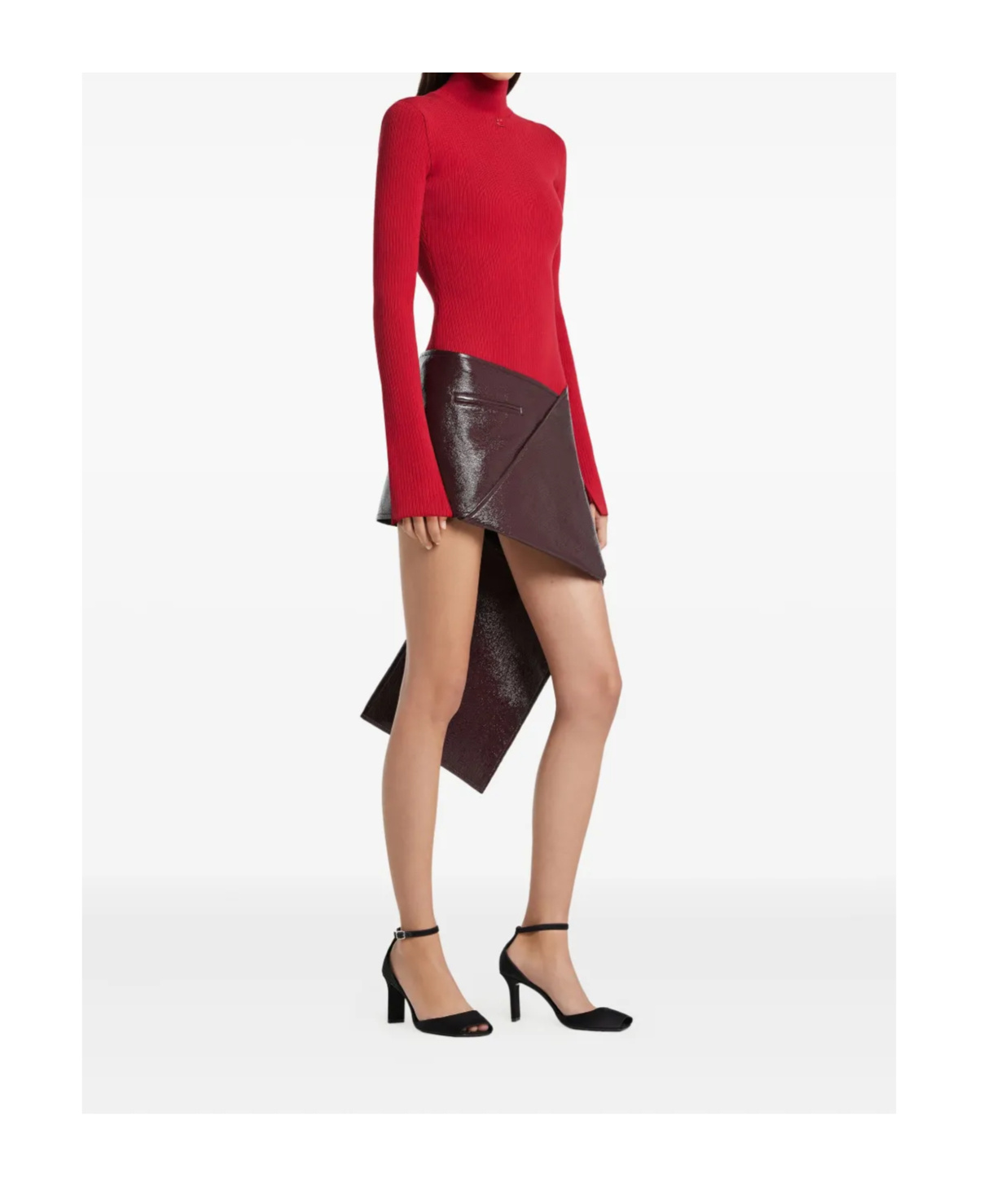Courrèges Courreges Women Stand-up Collar Bodysuit In Red