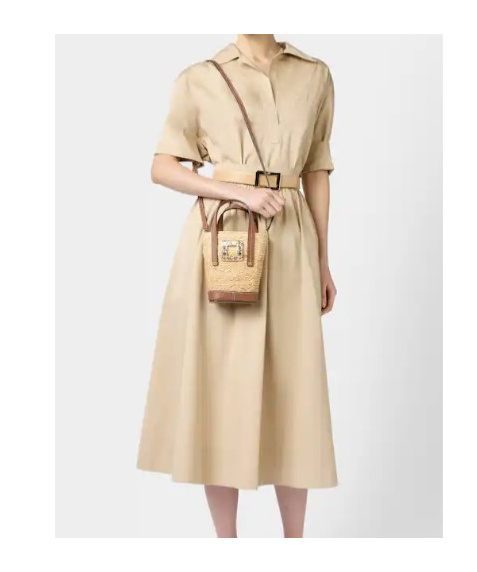 Roger Vivier Mini Shoulder Bag With Raffia Body In Brown