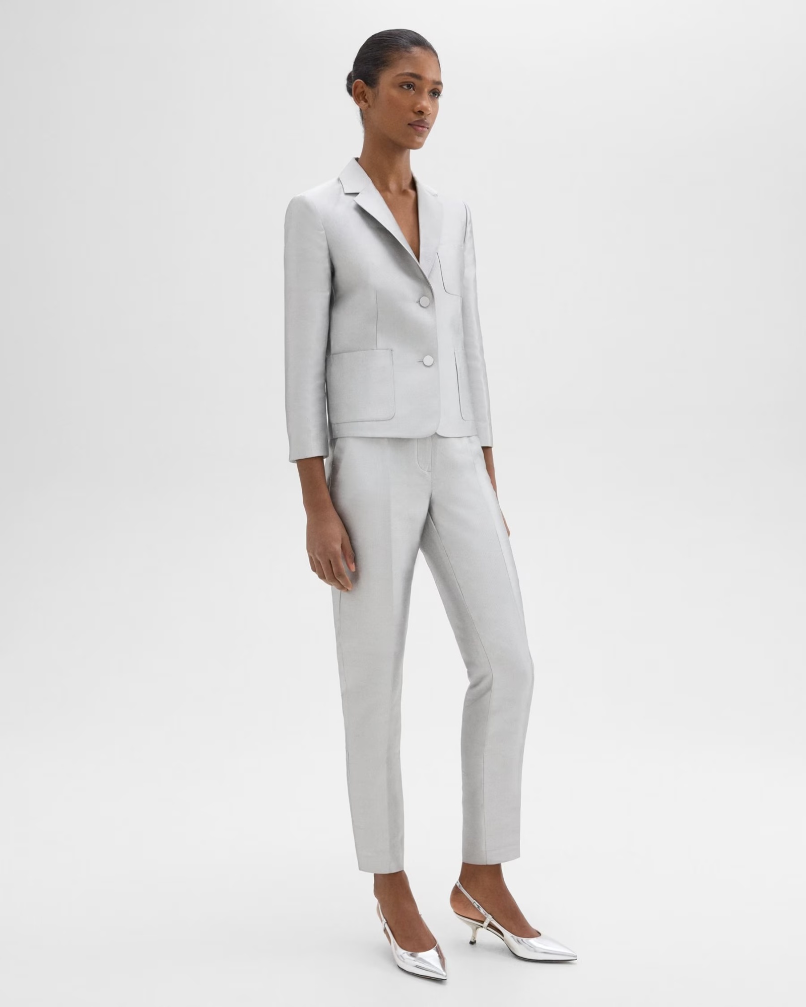 Theory Tapered Cropped Trousers In White
