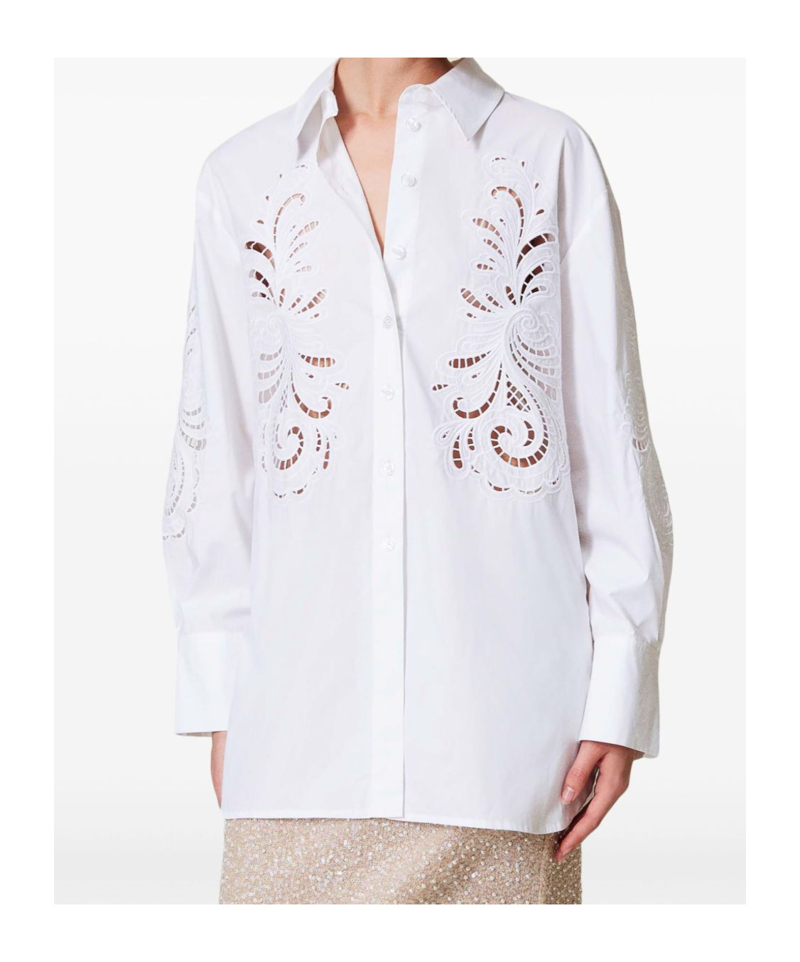 TWINSET EMBROIDERED POPLIN SHIRT