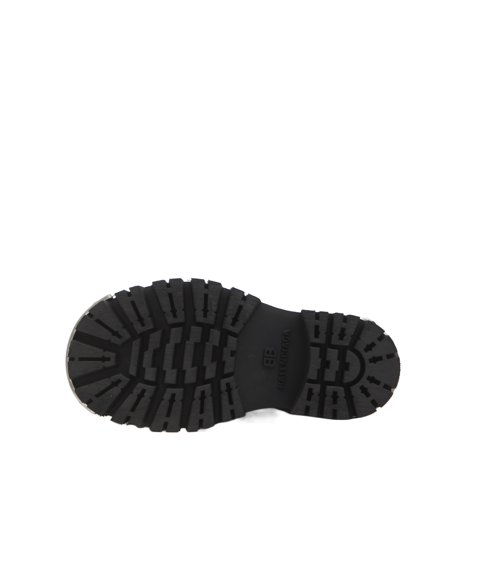 Balenciaga Black Leather Tractor Loafers Men In Blacksilver