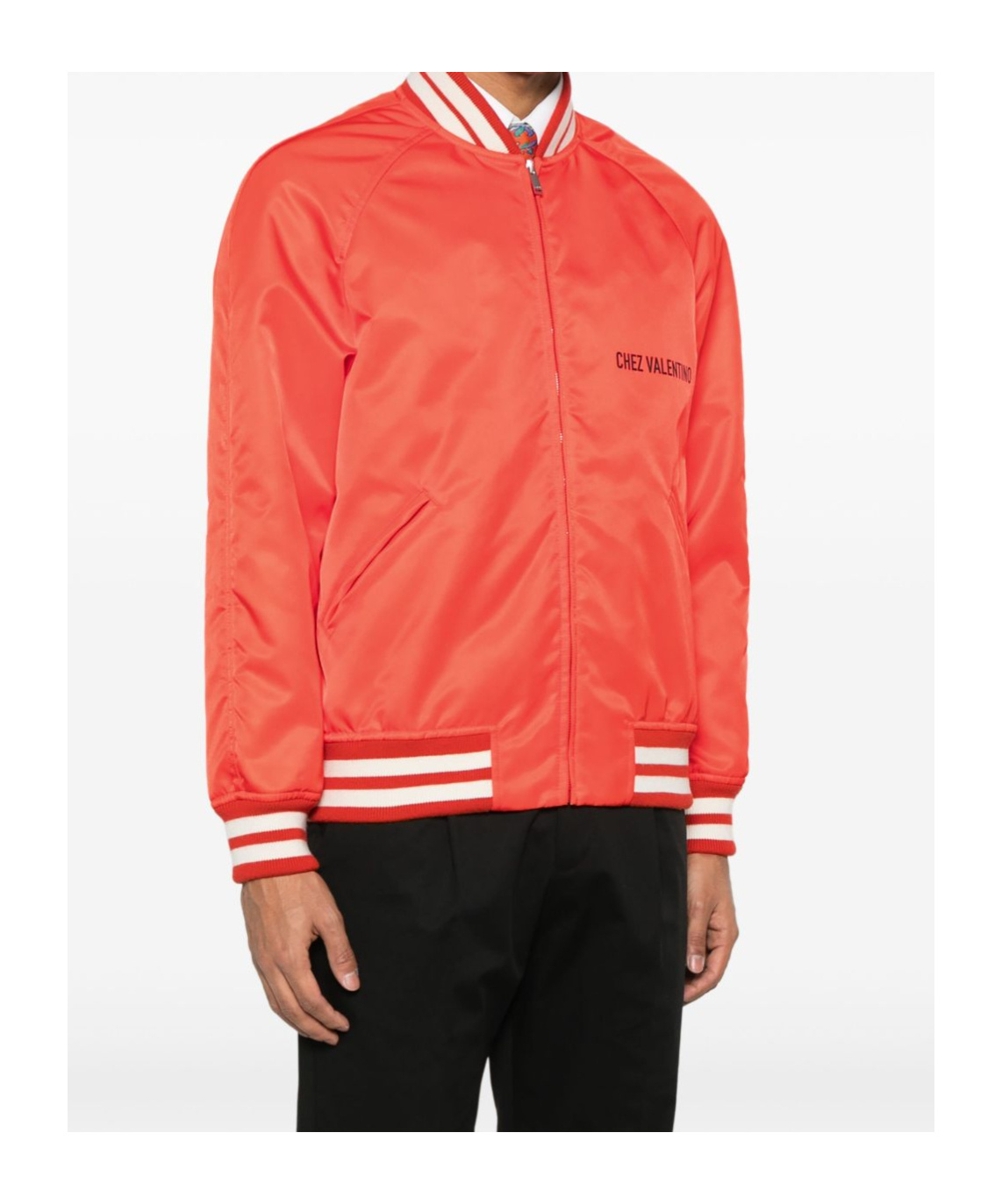 Valentino Padded Bomber Jacket With Ribbed Cuffs And Hem In Orange