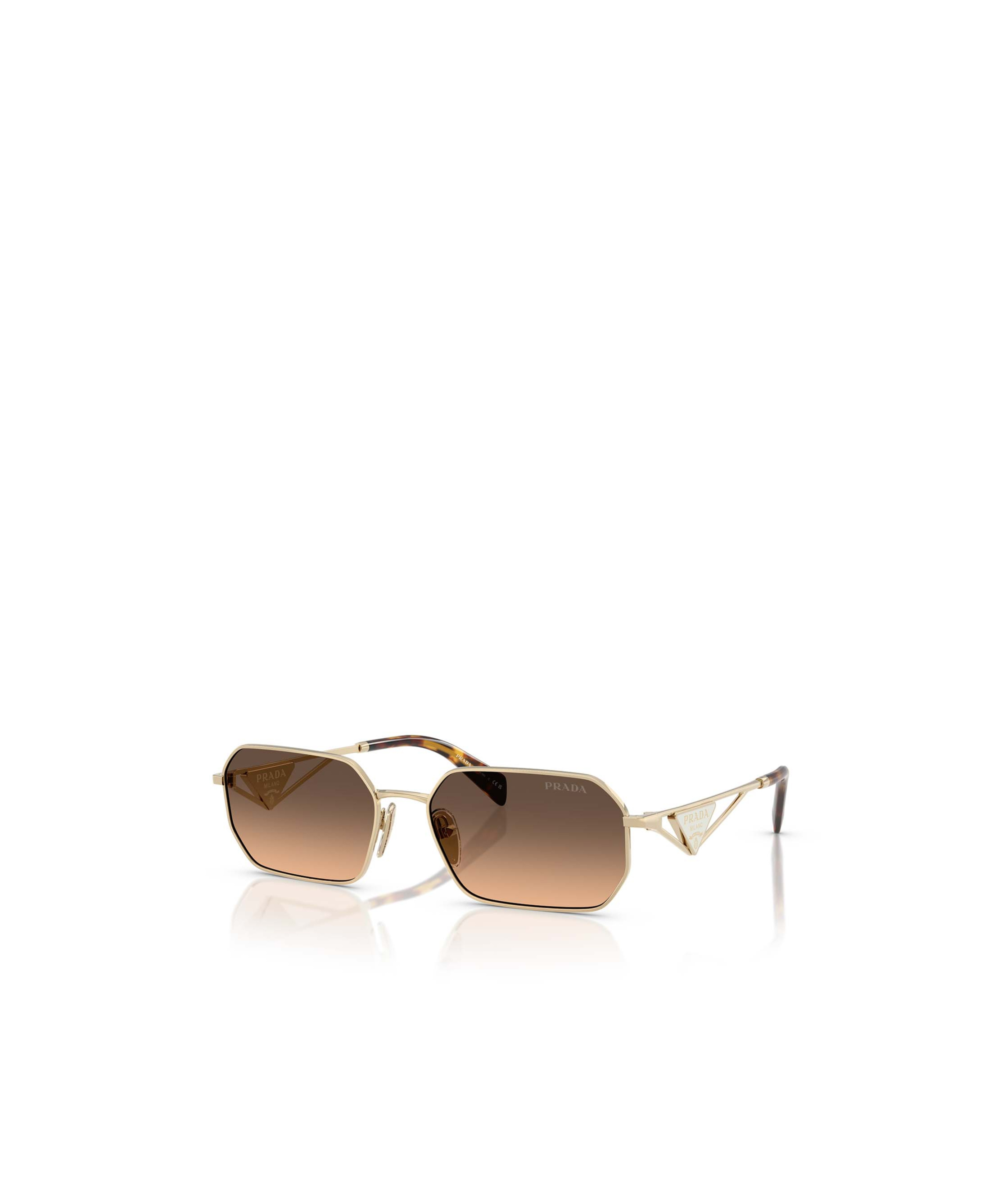 Shop Prada Eyewear Rectangular Frame Sunglasses In Brown