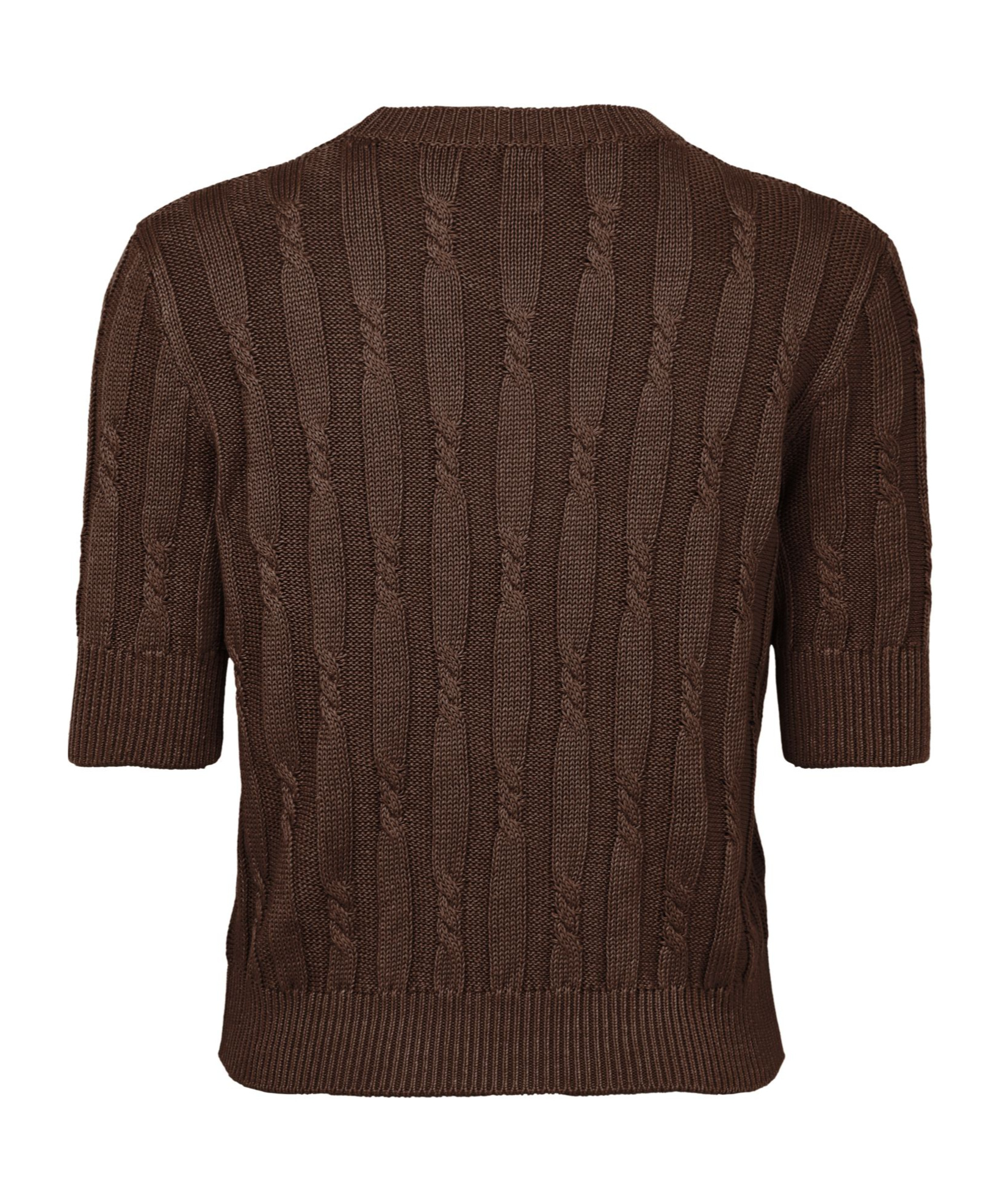 Max Mara Round-collar Short-sleeve Sweater In Brown