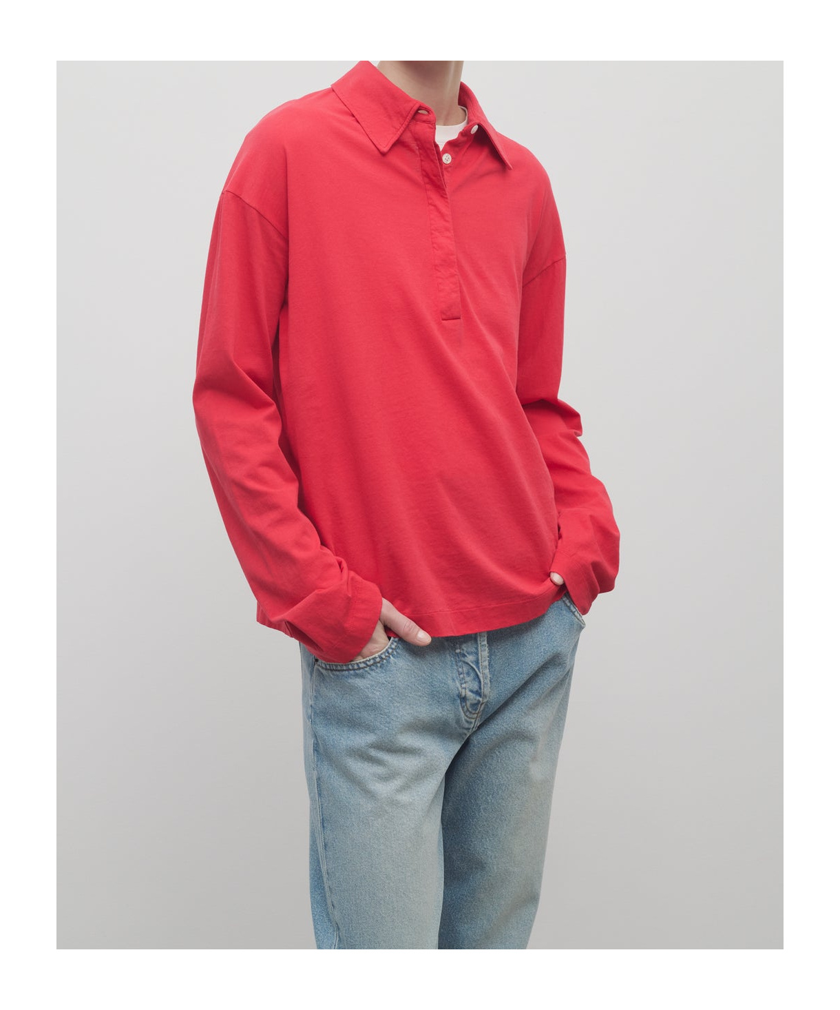 The Row Roddie Brushed Cotton-jersey Polo Shirt In Red
