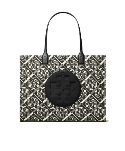 Tory Burch Small Ella Printed Tote In Black