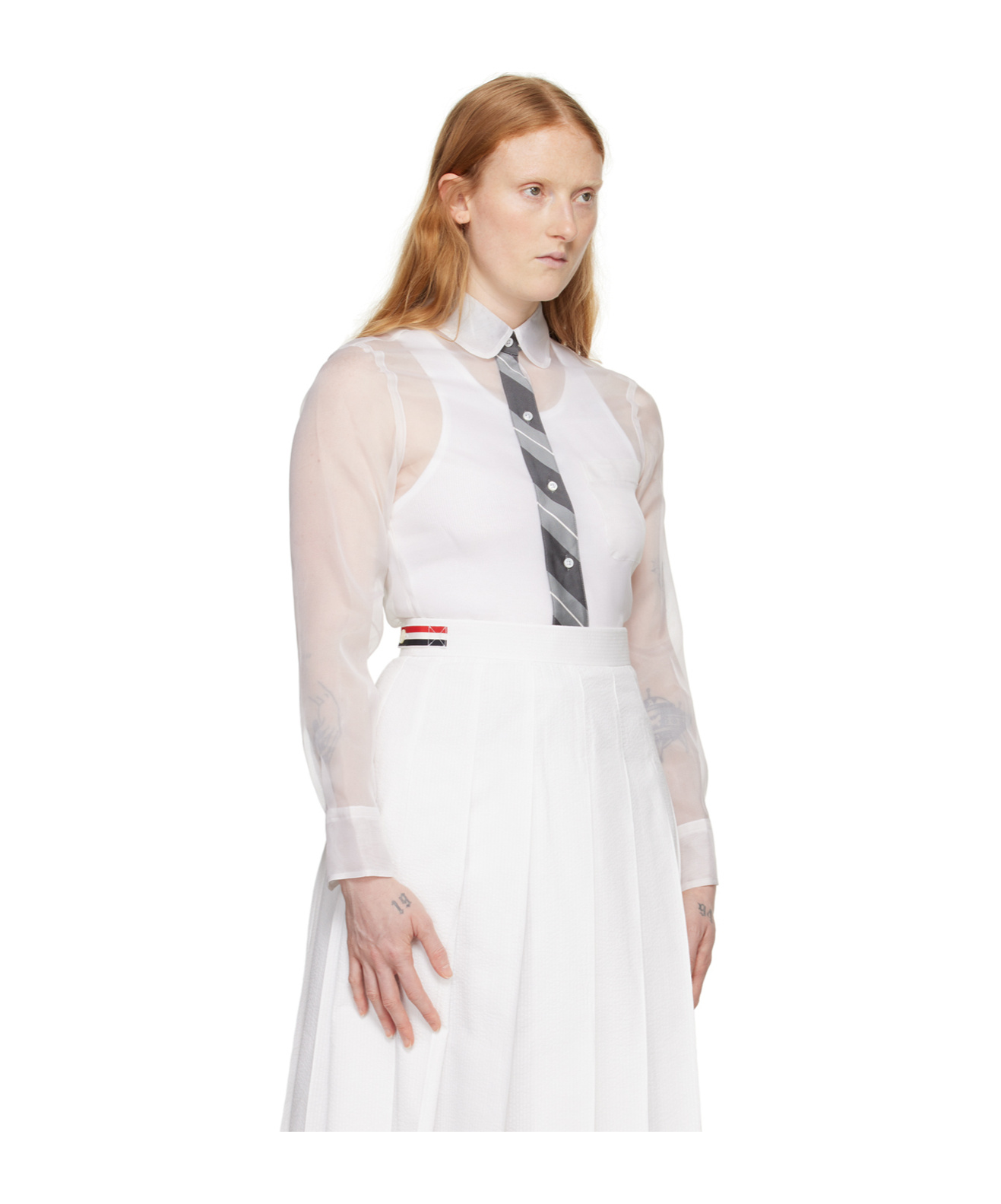 Thom Browne Organza Silk Shirt In White