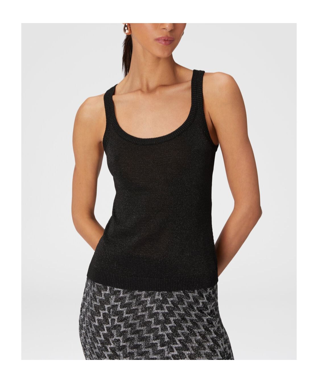 Shop Missoni Metallic-threading Scoop-neck Tank Top In Black