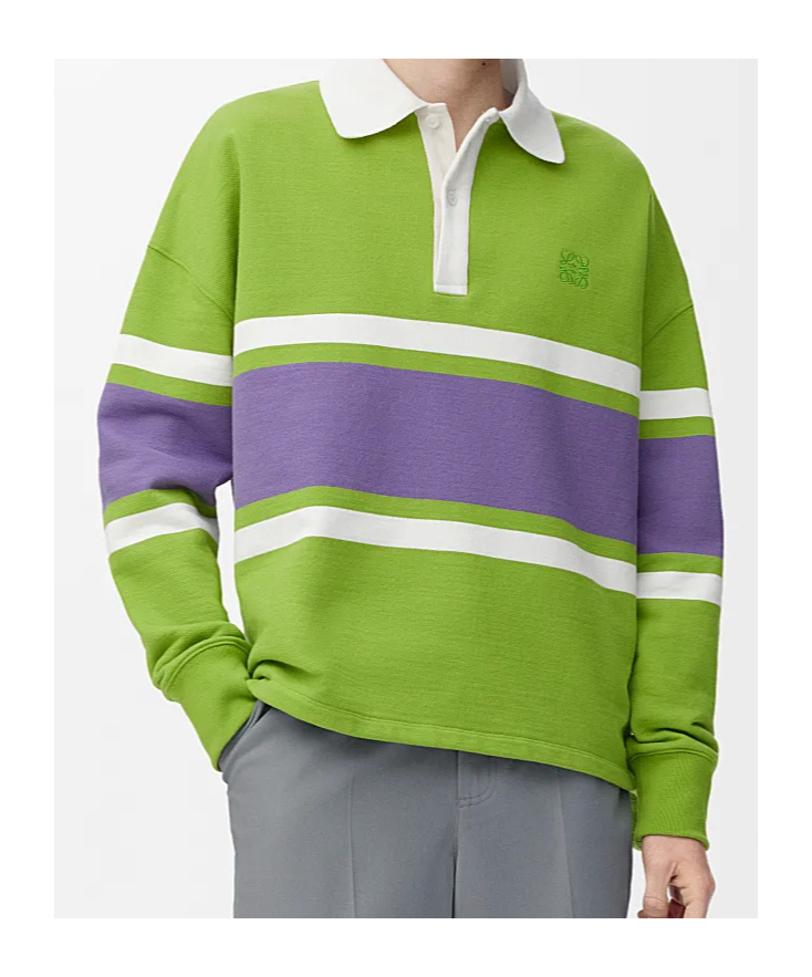 Loewe Cotton Long-sleeved Polo Shirt In Green
