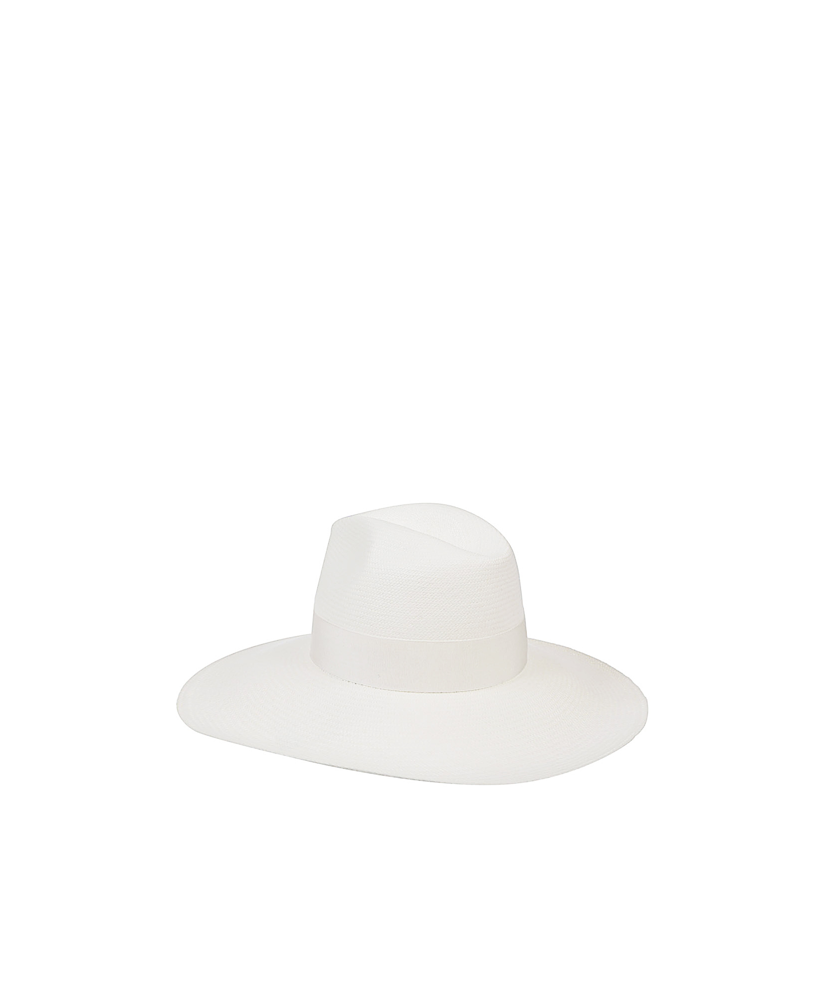 Borsalino Wide Brim Straw Hat With Ribbon Detail In White