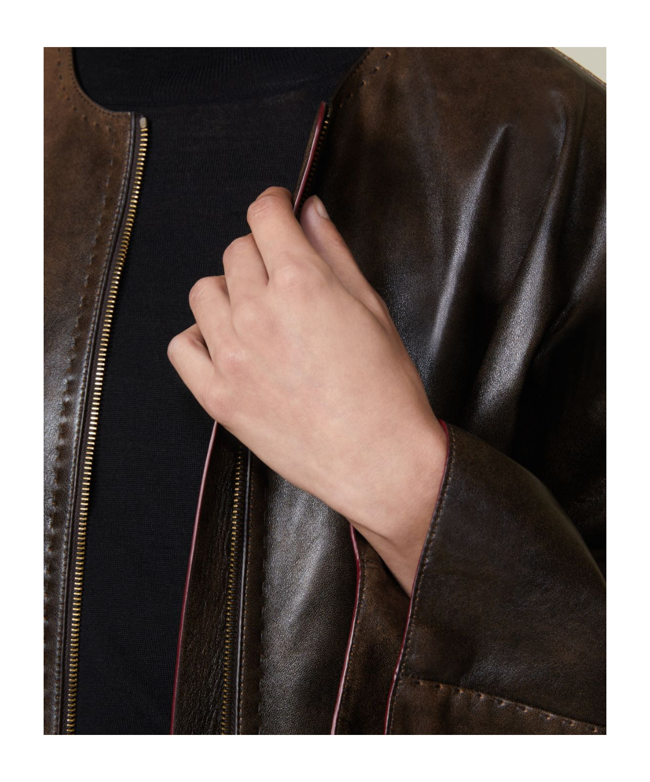 Max Mara Shiny Nappa Leatherblouson In Brown
