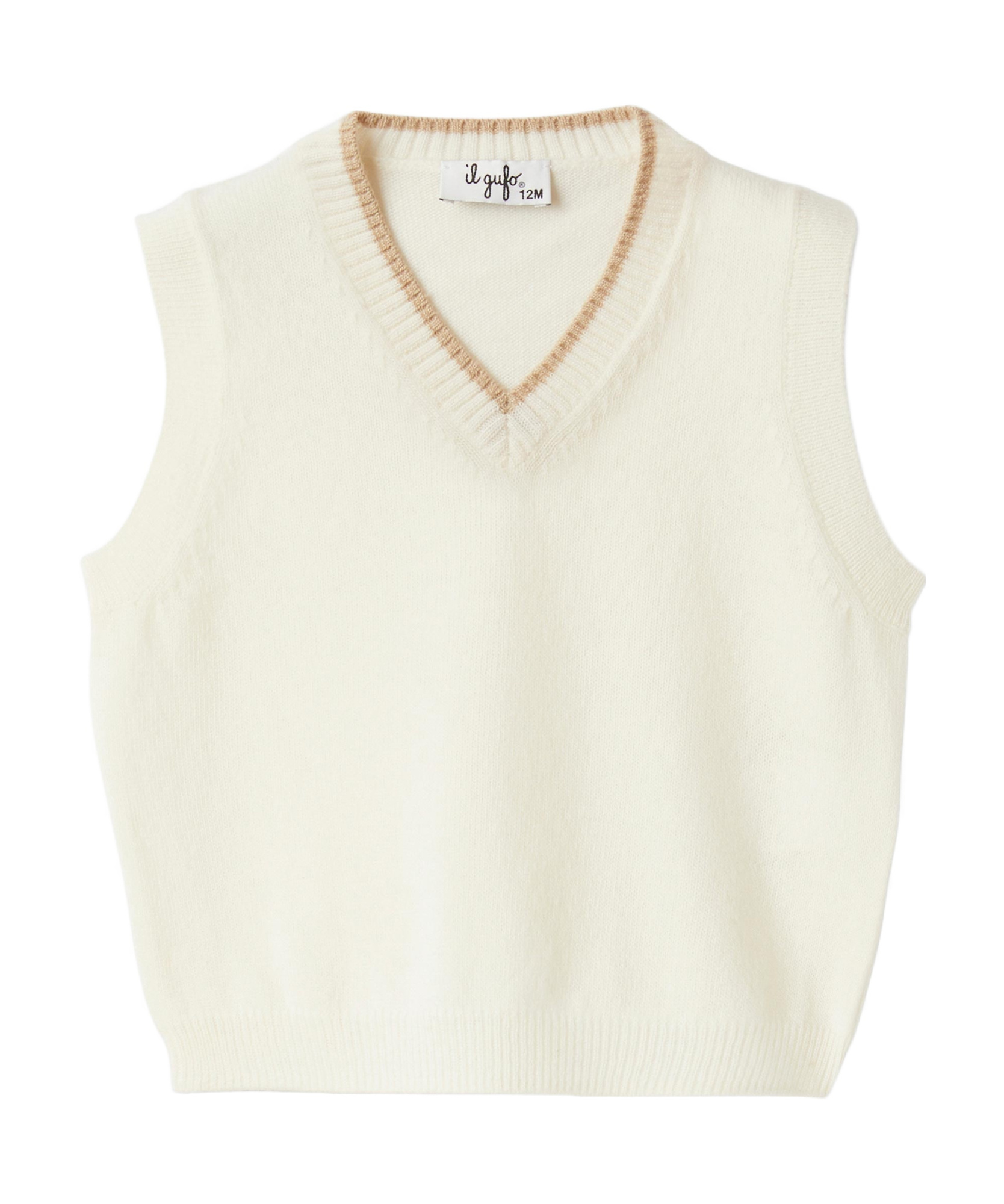 Il Gufo V-neck Knitted Wool Vest In White