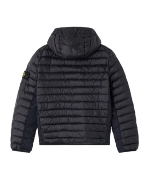 Stone Island Hooded Down Jacket With Anti-drop And Zip Pockets In Black