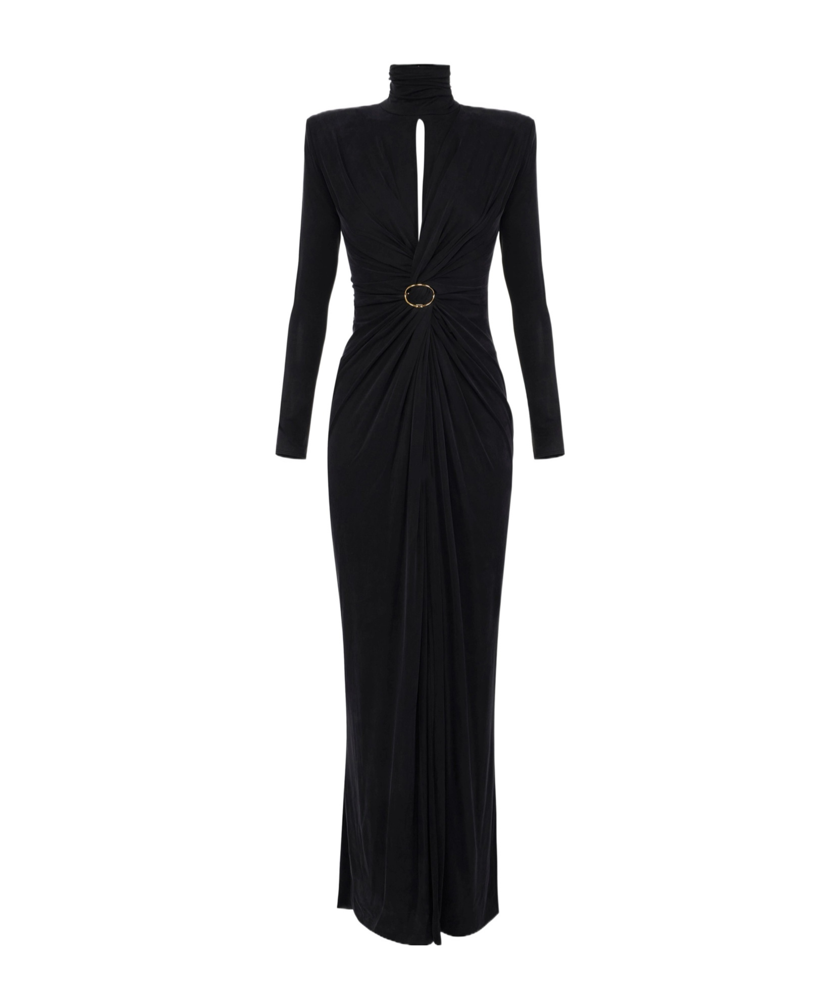 Elisabetta Franchi Red Carpet Dress With Drapes In Black