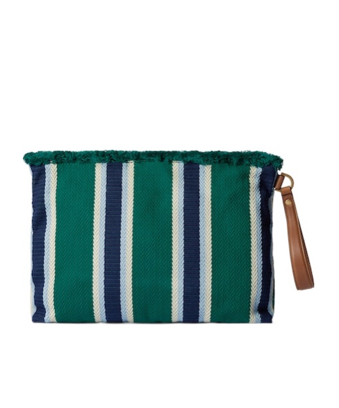 Gucci Large Embroidered Canvas Pouch In Green