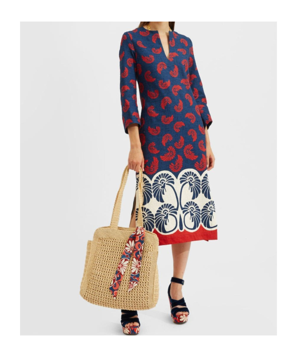 La Doublej Monogram-pattern Midi Dress In Blue