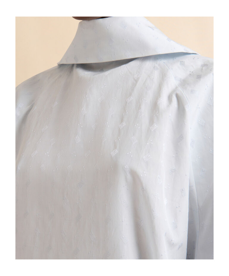 Marni Blue Viscose Balloon Top With Jacquard Motif In White