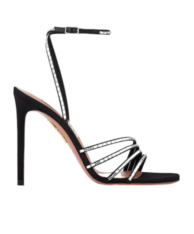 Aquazzura Embellished Fabric Mistica Sandals In Black