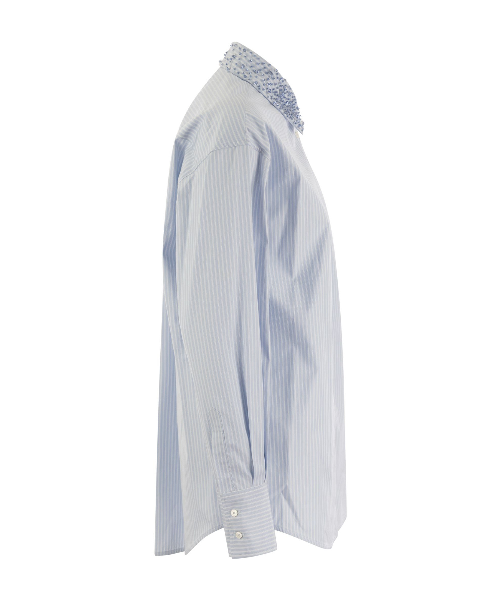 Fabiana Filippi Long Striped Poplin Shirt In White