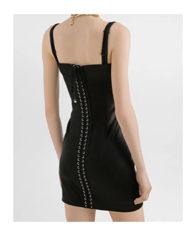 Dolce & Gabbana Satin Mini Dress In Black