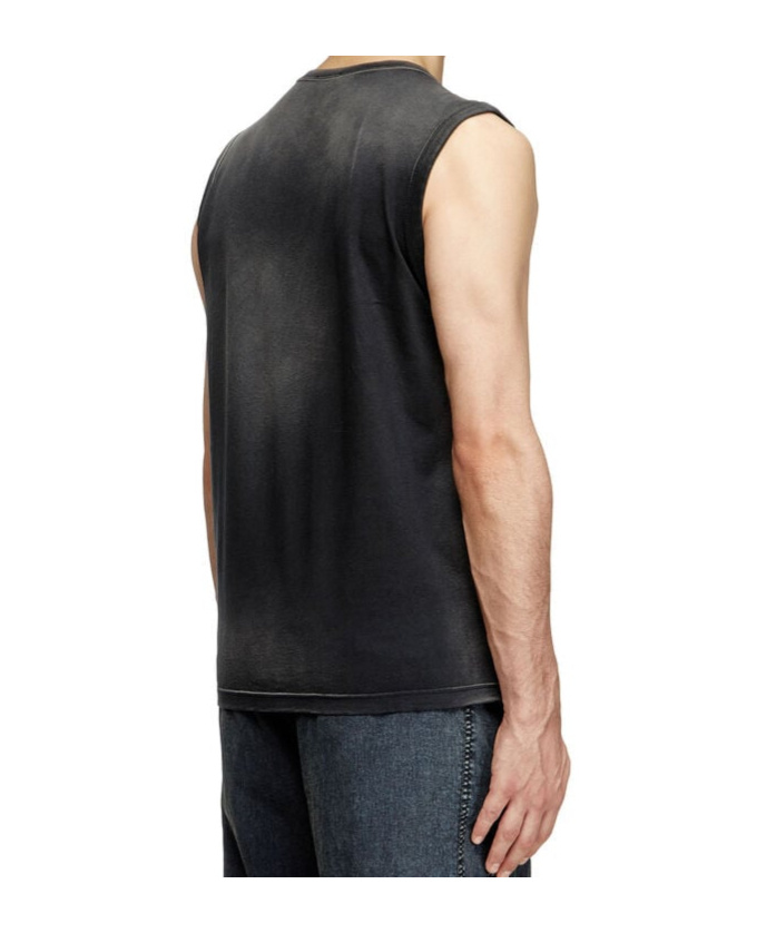 Diesel Faded Tank Top With Cut-out Oval D