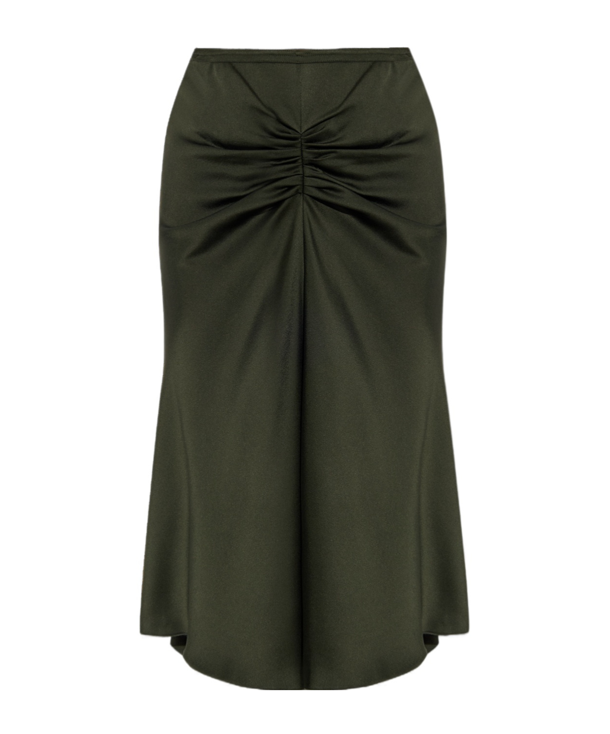 Victoria Beckham Midi Skirt With Asymmetric Hem And Ruched Detail In Green