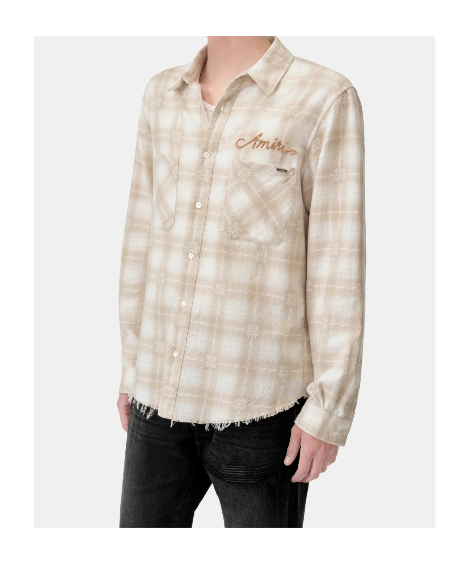 Amiri Bleach Bandana Patch Flannel Button-up Shirt In Multi