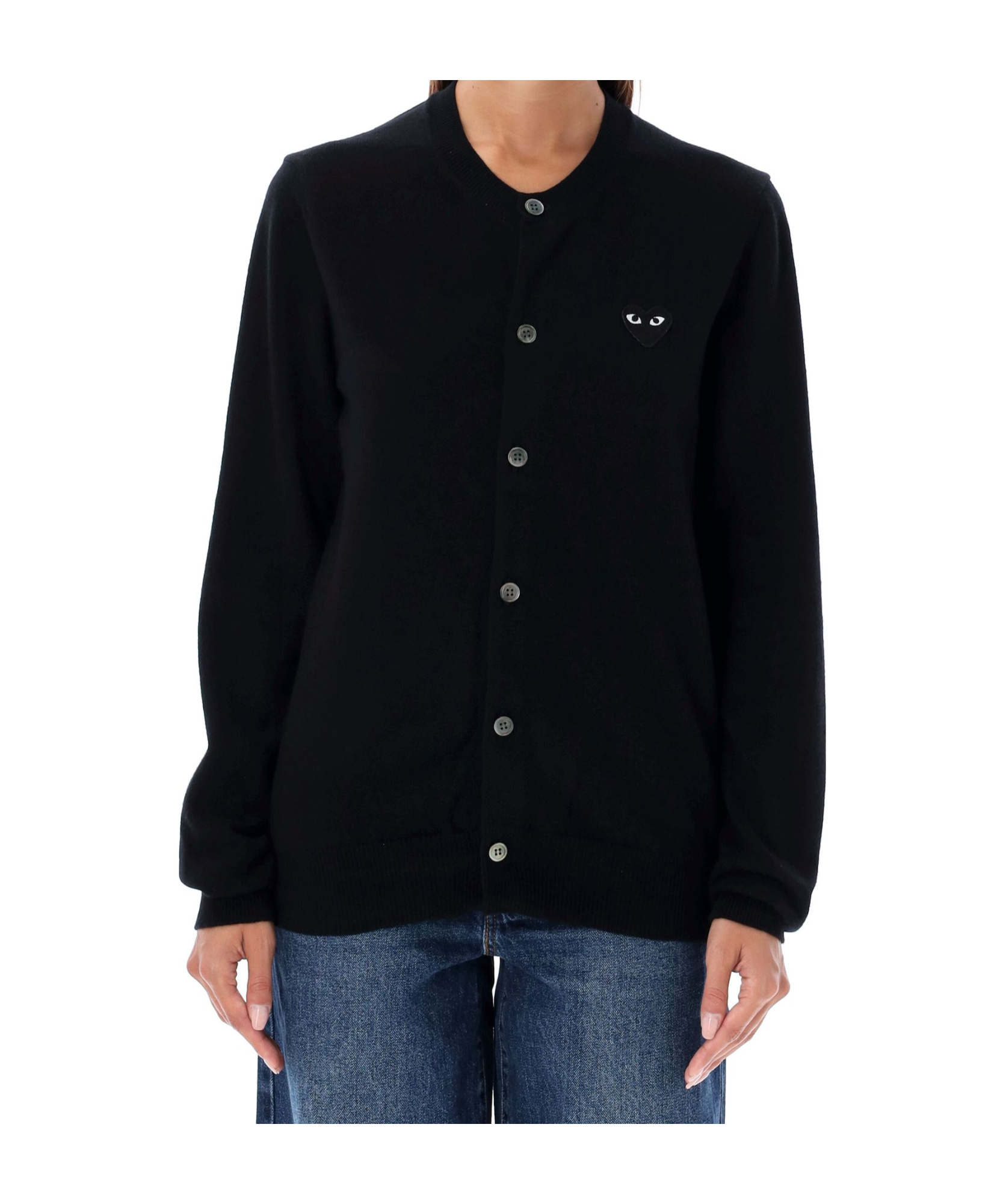 Comme Des Garçons Play Single-breasted Cardigan In Black