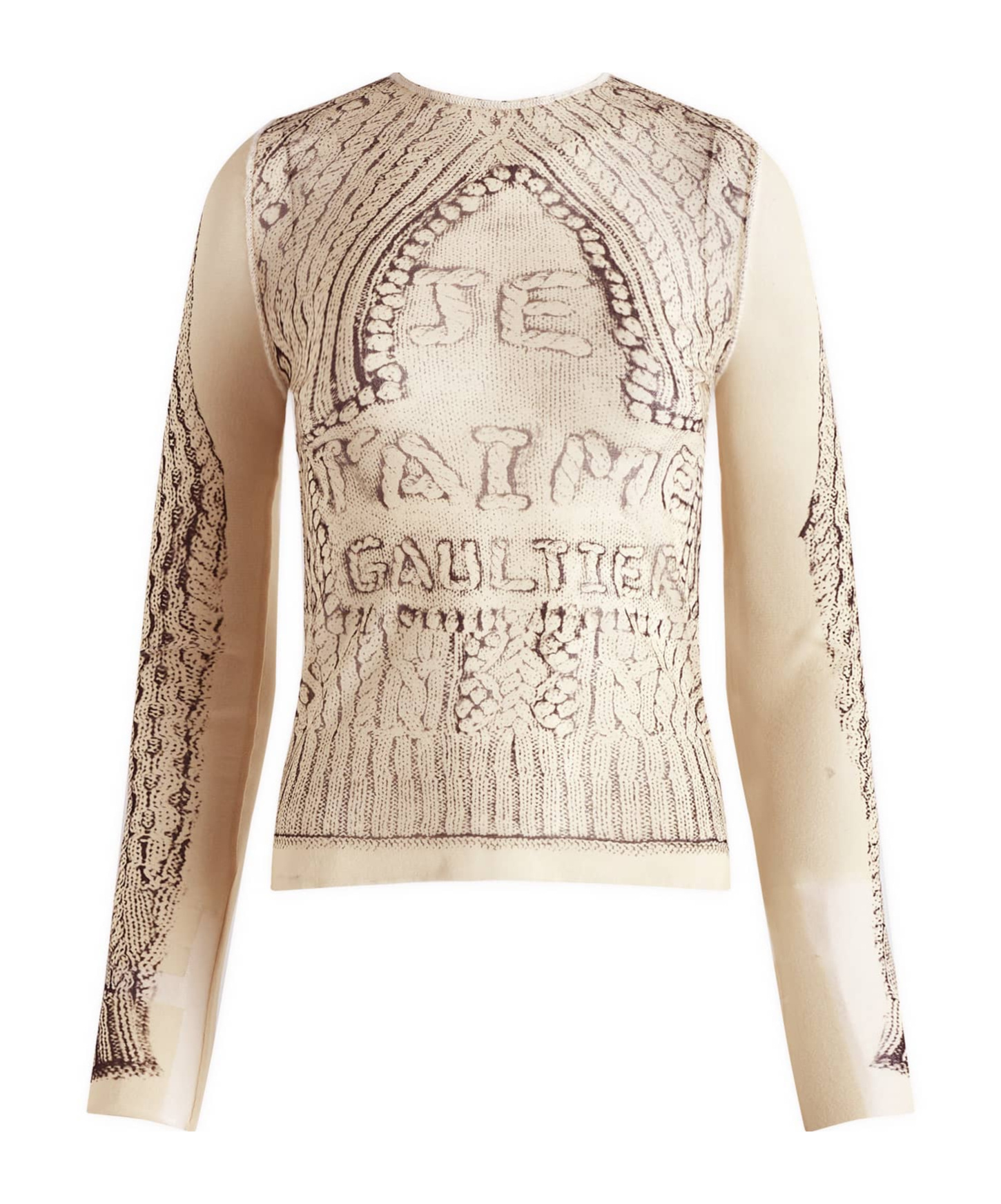 Jean Paul Gaultier Trompe L'oeil-print Mesh Top In Nude