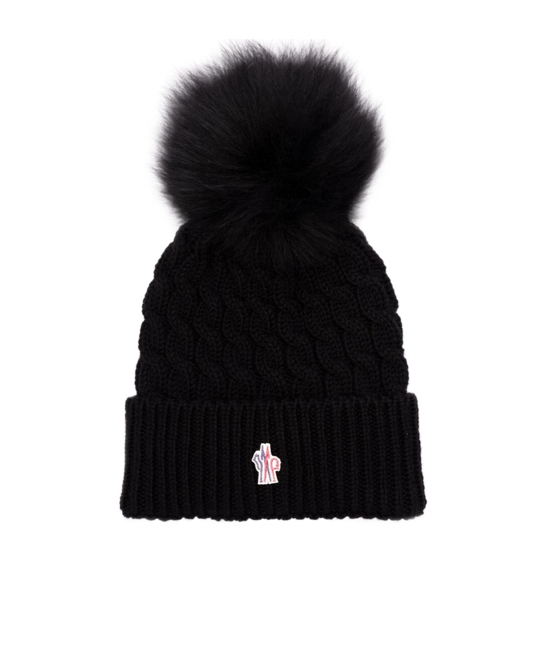 Moncler Wool Hat Featuring Cable Knit And Pom Detail In Black