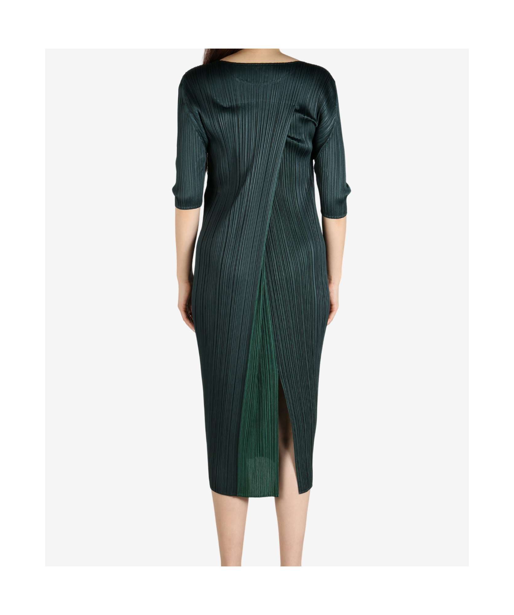 Shop Issey Miyake Pleated Dress In Green
