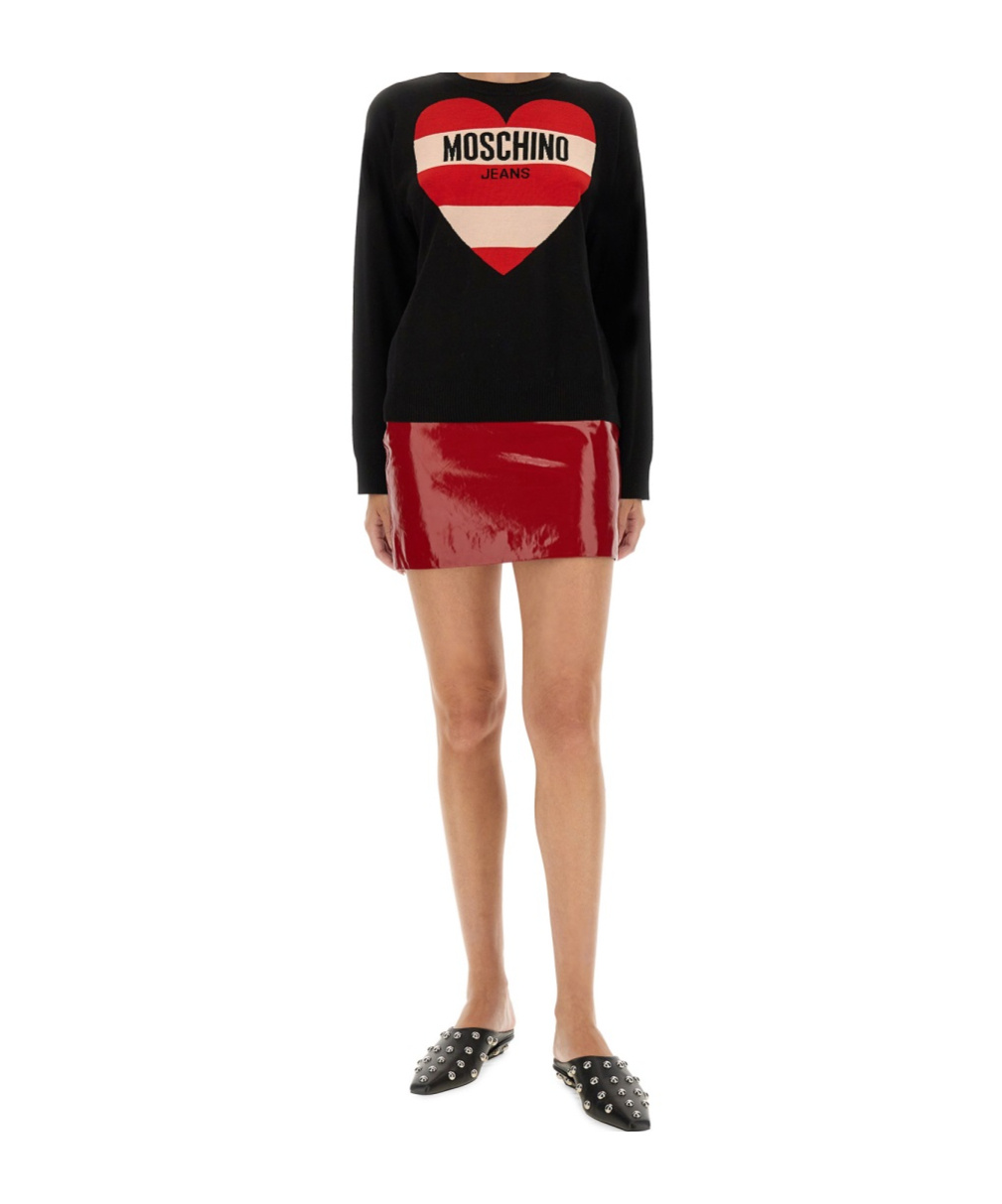 Moschino Skirt With Button Accents And High-shine Finish In Red