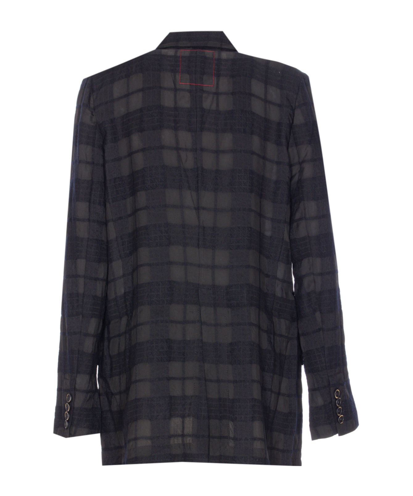 Uma Wang Check Pattern Longline Jacket V-neck In Multi
