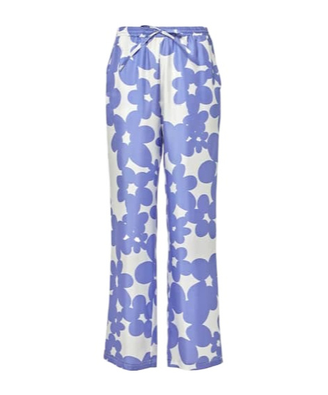 Marni Floral Silk Wide-leg Pants In Blue