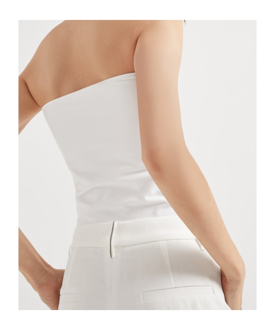 Brunello Cucinelli Pant Pleated Design Acetate Blend In White
