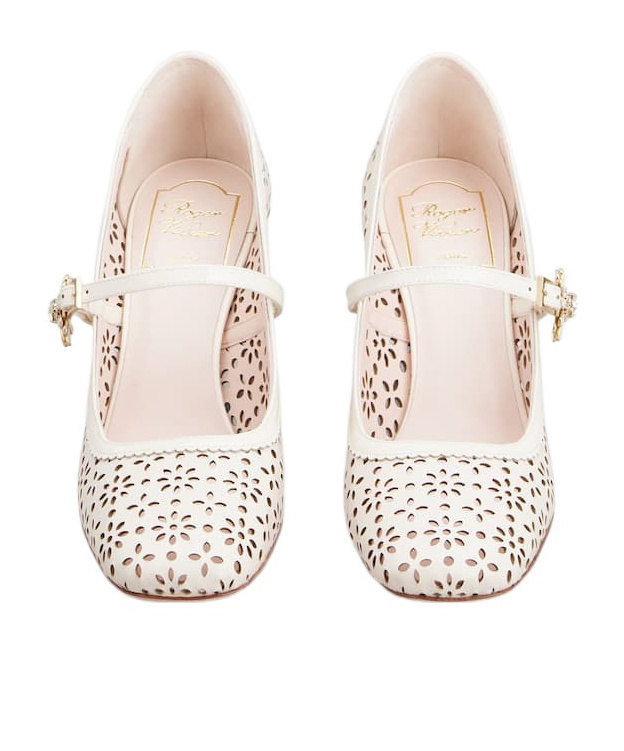 Roger Vivier Leather New Tres Viv Mary Jane Pumps 85 In Off-white