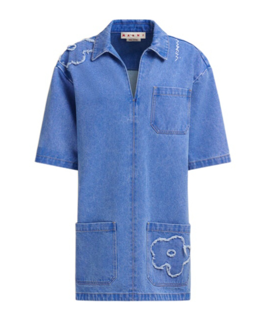Marni Patch Detail Short Denim Dress