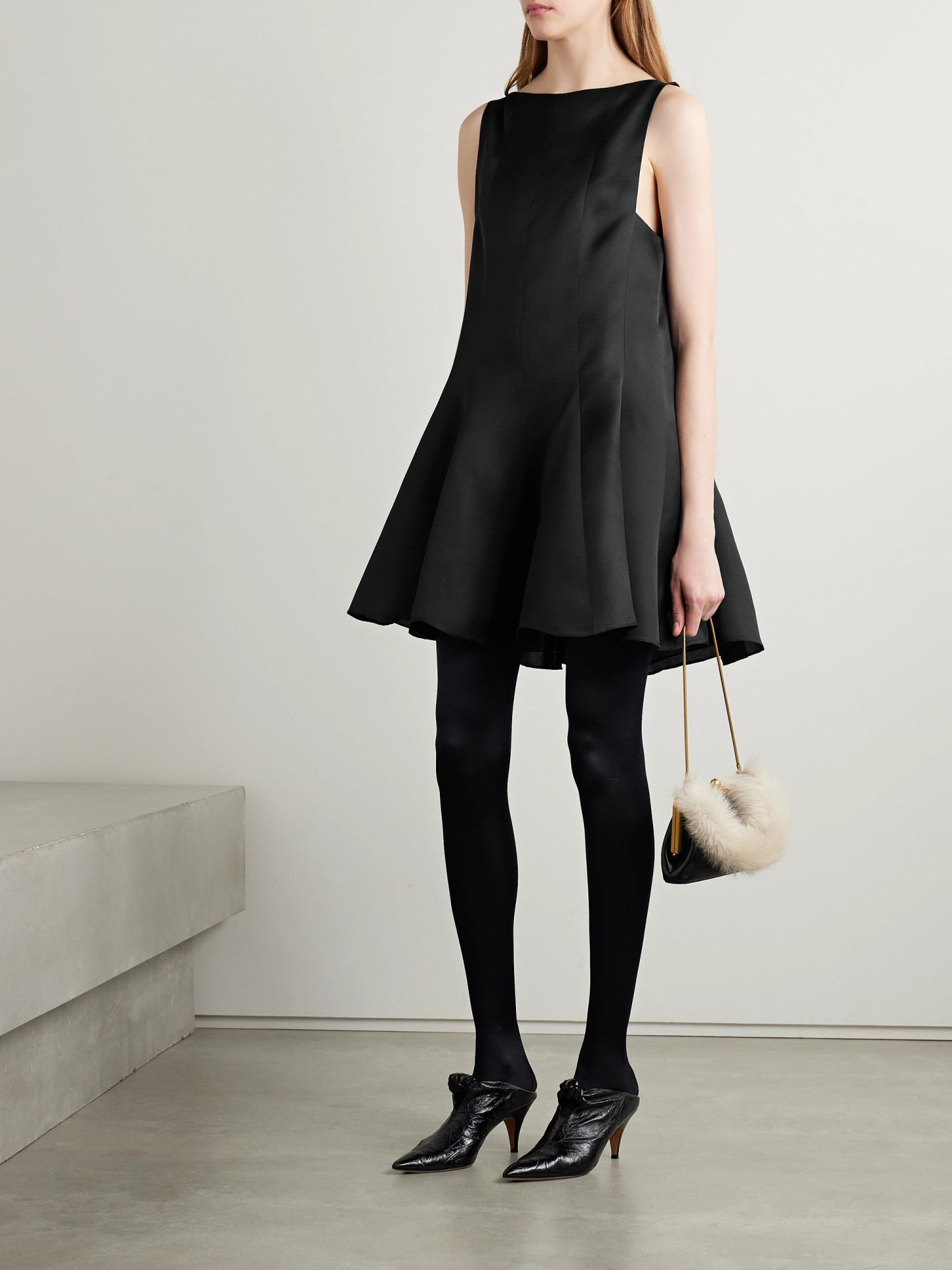 Khaite The Mags Silk Short Dress In Black