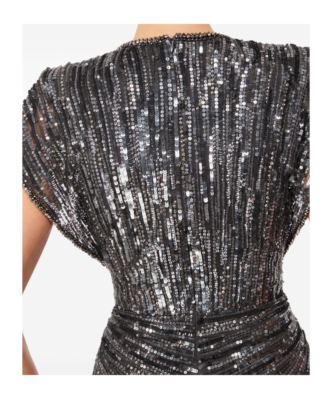 Jenny Packham Zola Sequin-embellished V-neck Maxi Dress In Gray