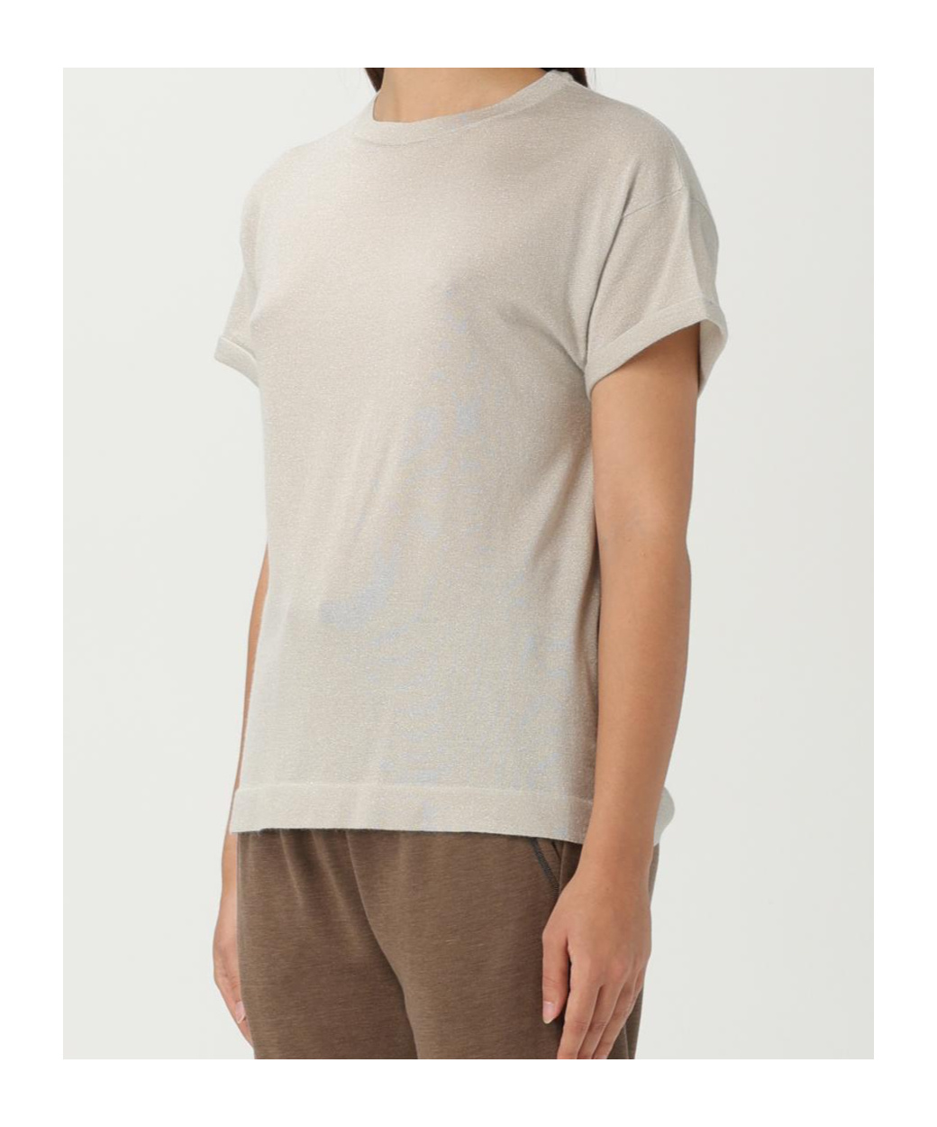 Brunello Cucinelli Round Neck Short Sleeve T-shirt In White