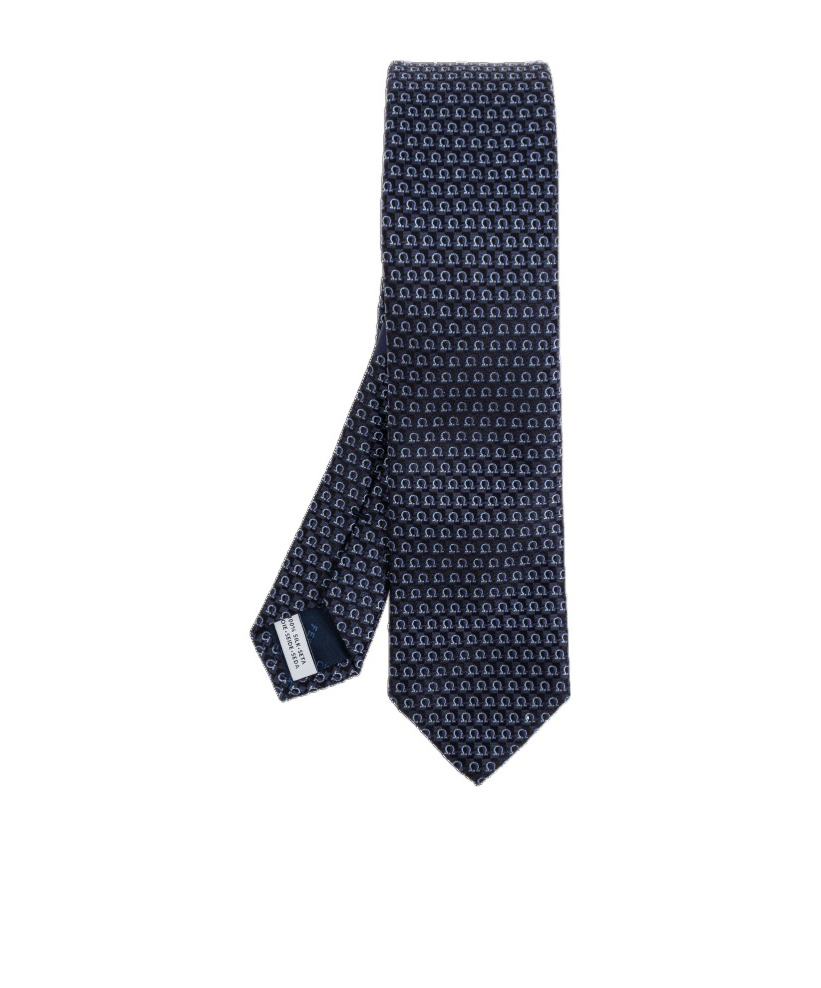 Ferragamo Gancini Jacquard Tie In Black