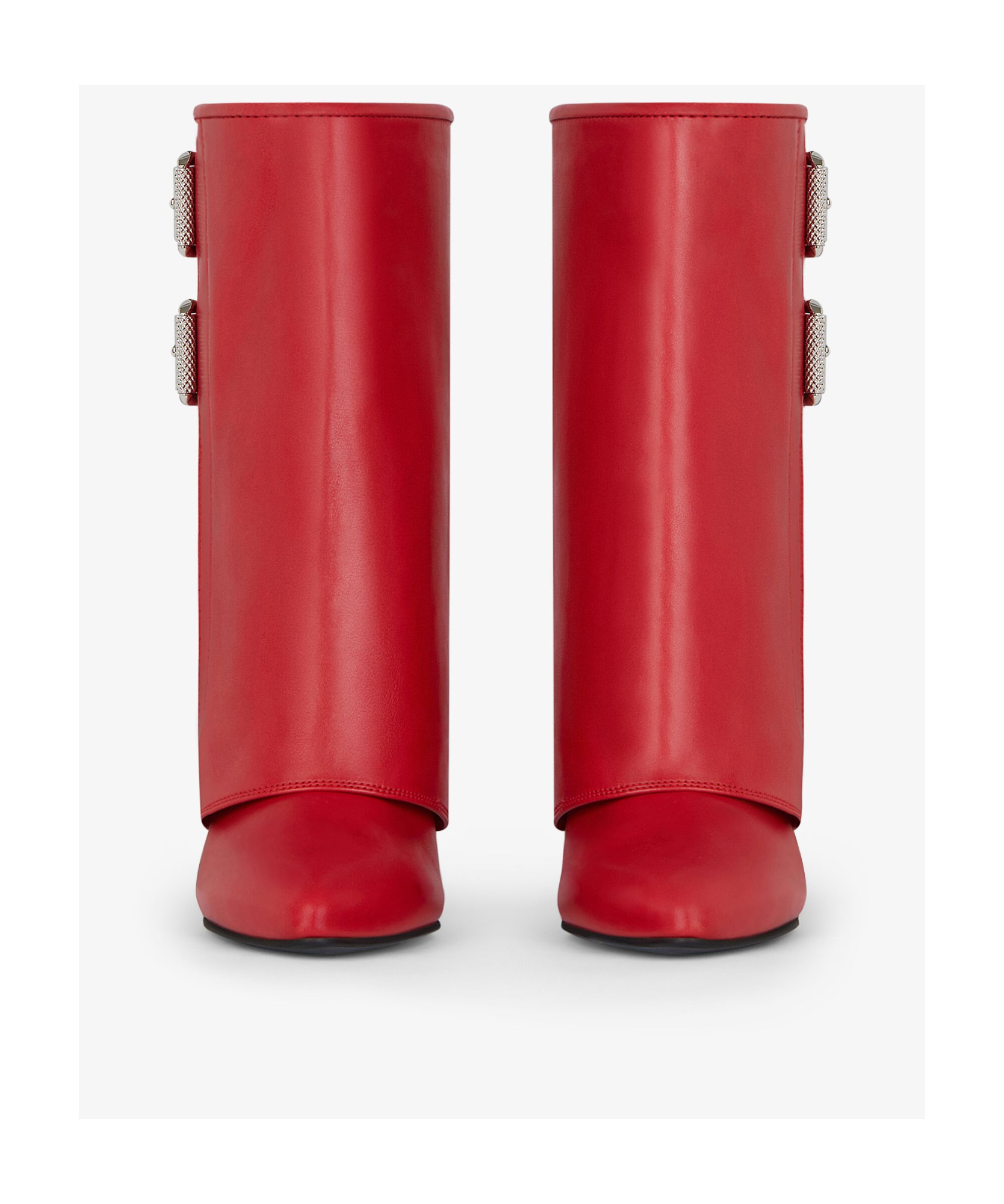 Shop Givenchy Shark Lock Buckles Ankle Boots In Leather In Red