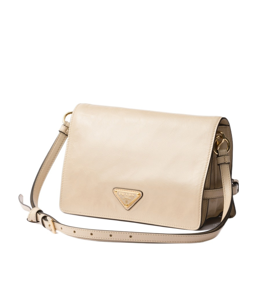 Prada Leather Shoulder Bag In Travertine