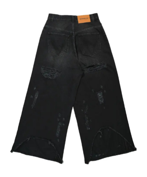 Vetements Distressed Wide Leg Jeans In Black
